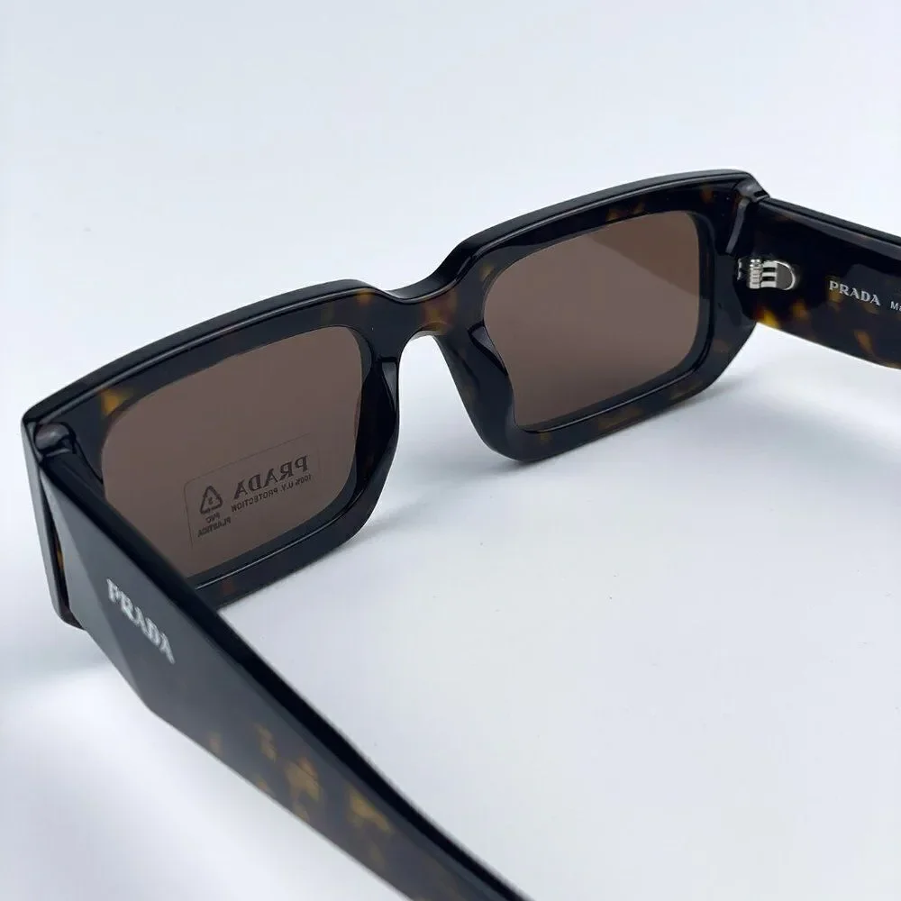 NEW Prada PR06YS 2AU8C1 Havana Tortoise Dark Brown Rectangle Unisex Sunglasses